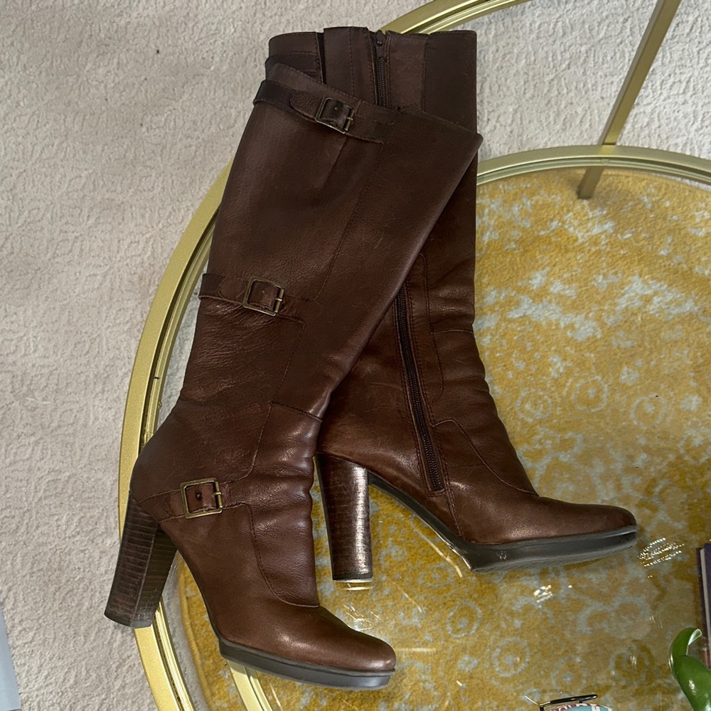 Nine West Brown Heeled Knee-High Boots